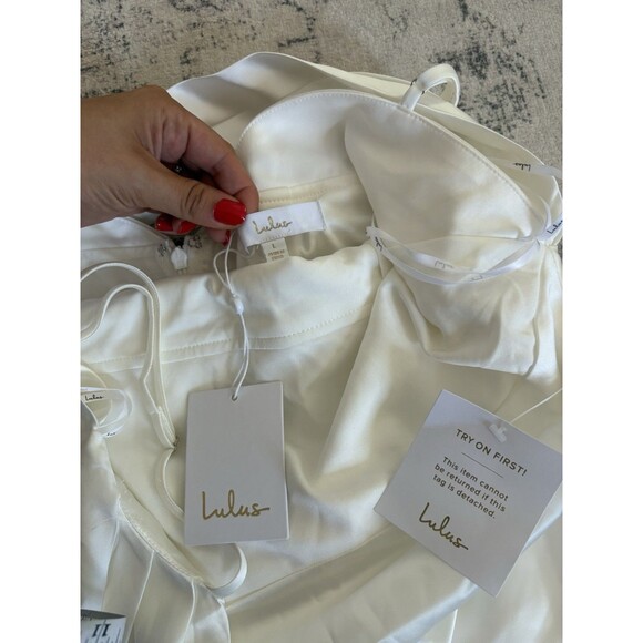Lulus Lovely Endearment White Satin Sleeveless Backless Maxi Dress Large Bridal - Picture 5 of 10